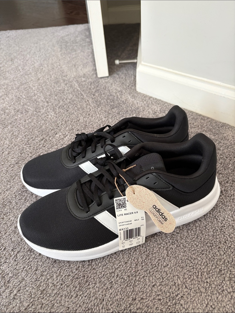 Adidas Lite Racer 4.0 Core Black Core White Mens Athletic Sneakers